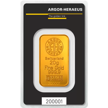 Certified 20g Gold Bar Argor-Heraeus Kinebar