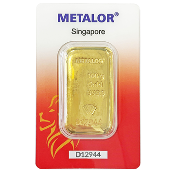 Metalor Singapore 100g Gold Cast Bar 