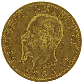 Italian 20 Lira Gold Emanuele II