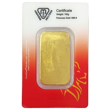 Metalor Singapore 100g Gold Cast Bar 