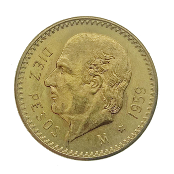 Mexican Diez 10 Pesos Gold Coin