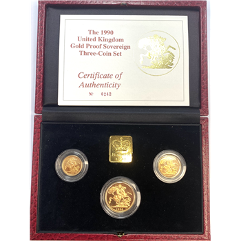 Gold Proof 3 Coin Sovereign set - 1990