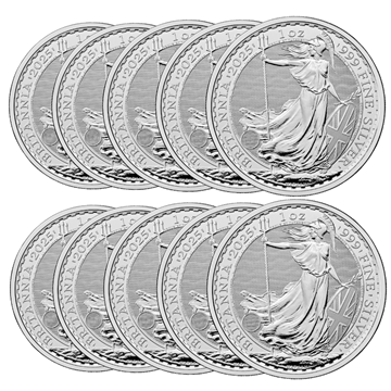 2025 Silver Britannia 1 Oz - 10 Coins