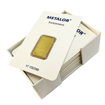 10 x Certified 5g Gold Bar Metalor