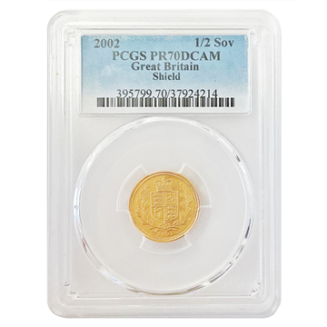 Graded PR70DCAM Gold Half Sovereign 2002