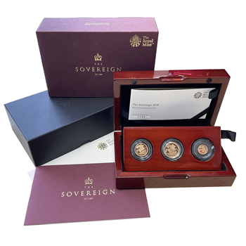 2018 Gold Sovereign Proof 3 Coin Box Set 