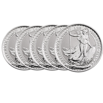 1 Oz Silver Britannia 999 - 5 coin bundle 