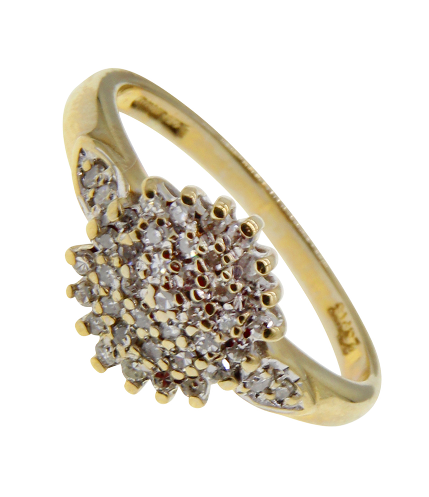 Buy 9ct Yellow Gold Cubic Zirconia Cluster Ring | Hatton Garden Metals