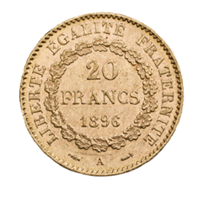 1871-1898 French 20 Francs Gold Coin Angel