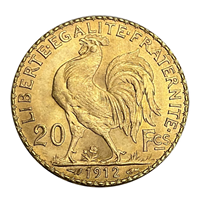 20 French Francs Marianne Rooster Coin 1899 - 1914