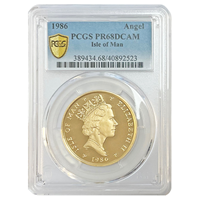 Graded PR68 DCAM 1oz Isle of Man Angel Gold 22ct 