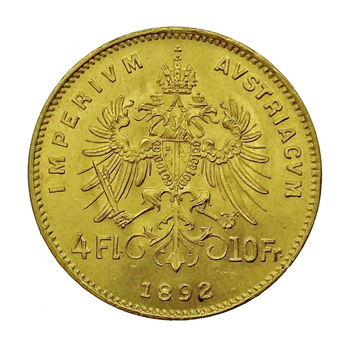 Austrian Gold 10 Francs 4 Florins