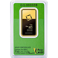 Certified 1 Oz Gold Bar Valcambi Green