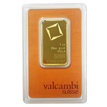 Certified 1 Oz Gold Bar Valcambi Suisse