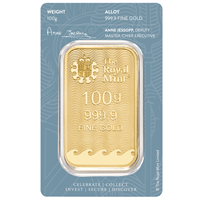 Certified 100g Gold Bar Royal Mint Britannia Bar