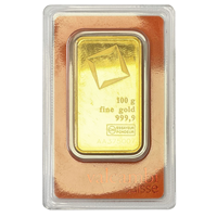 Certified 100g Gold Bar Valcambi Suisse