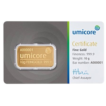 Certified 10g Gold Bar Umicore