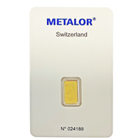 Certified 1g Gold Bar Metalor