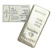 Certified 1Kg Silver Bar Metalor