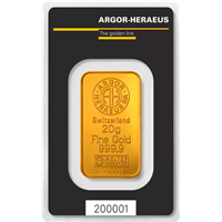 Certified 20g Gold Bar Argor-Heraeus