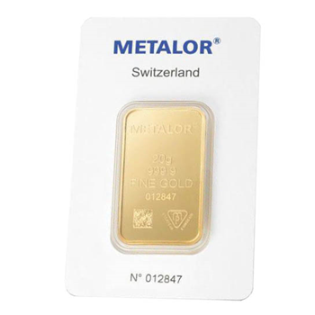 Certified 20g Gold Bar Metalor