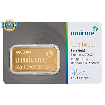 Certified 20g Gold Bar Umicore