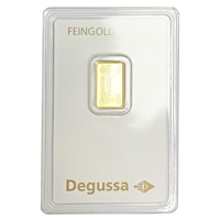 Certified 2.5g Gold Bar Degussa