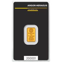 Certified 2g Gold Bar Argor-Heraeus Kinebar 