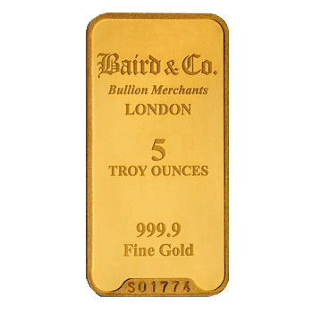 Certified 5 Oz Gold Bar Baird 