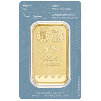 Certified 50g Gold Bar Royal Mint Britannia