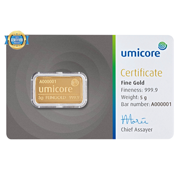 Certified 5g Gold Bar Umicore