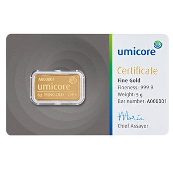 Certified 5g Gold Bar Umicore