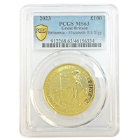 Graded PCGS MS63 2023 1oz Gold Britannia 