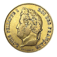 French 40 Francs Gold Coin Wreath Coin 