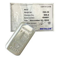 Certified 250g Silver Bar Metalor