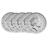 1 Oz Silver Britannia 999 - 5 coin bundle 