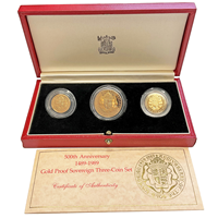 1489 - 1989 Gold Three coin Box Set