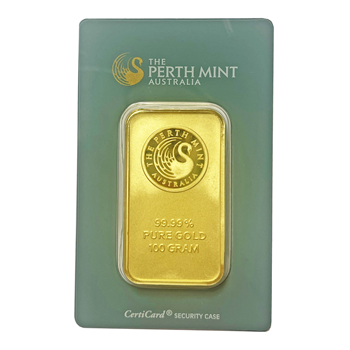 Certified 100g Gold Bar Perth Mint