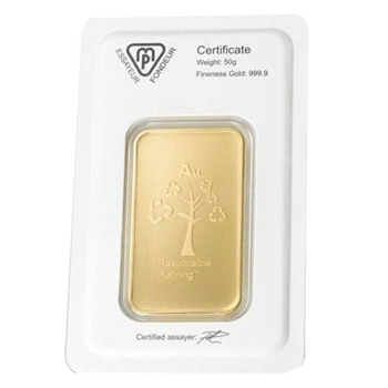 Certified 50g Gold Bar Metalor
