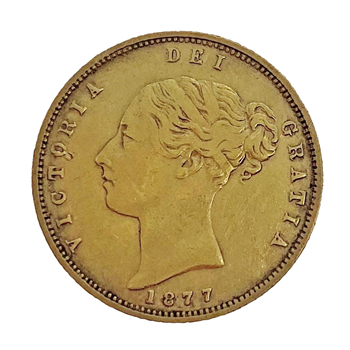 Gold Half Sovereign - Shieldback-1877 -L