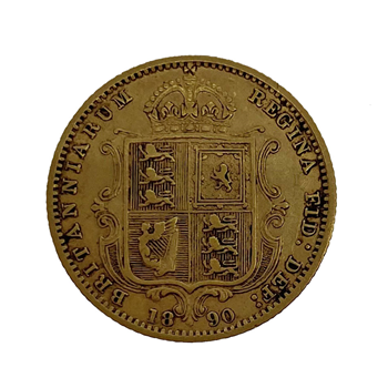 Gold Half Sovereign - Shieldback-1890 - L