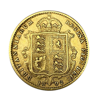 Gold Half Sovereign Victoria Jubilee Shield 1892 