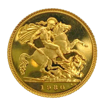 Gold Half Sovereign-Elizabeth II 1980 London