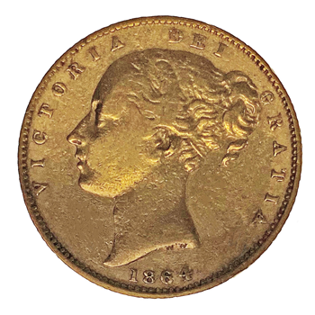 Gold Sovereign Shieldback 1864 London