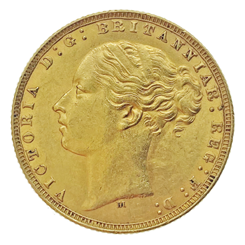 Gold Sovereign - Victoria Young Head 1874 M