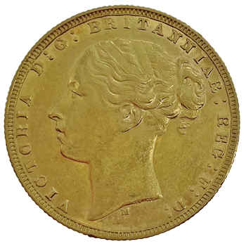 Gold Sovereign - Victoria Young Head 1877 M