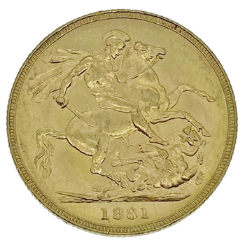 Gold Sovereign -Victoria Young Head 1881 Melbourne