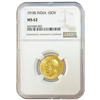 Grade MS61 Gold Sovereign - George V- 1918 - India