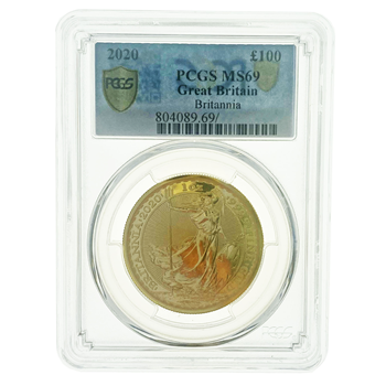 Graded PCGS MS69 2020 1Oz Gold Britannia cert 7