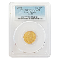 Graded PR70DCAM Gold Half Sovereign 2002